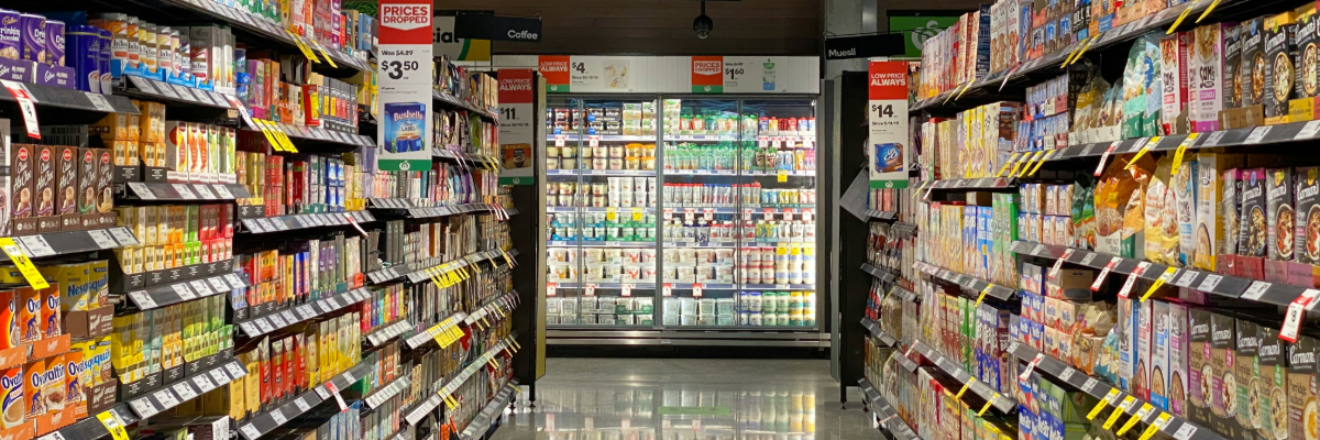 Full aisle in a supermarket